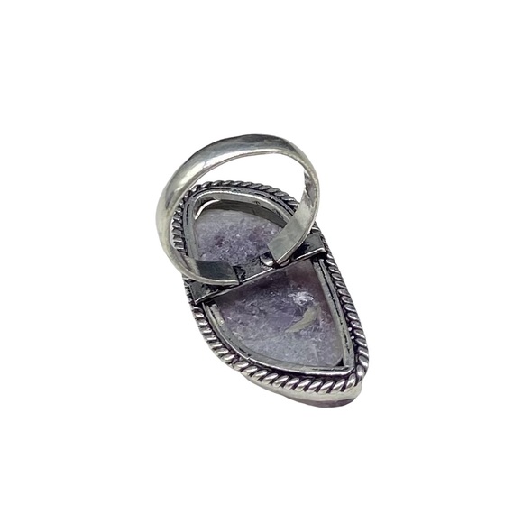 Lepidolite Ring Size 7.5 Natural Stone Stamped 925 Sterling Silver Purple - Picture 6 of 7